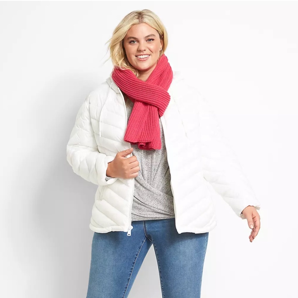 Lane Bryant Packable Puffer white NWOT 18/20